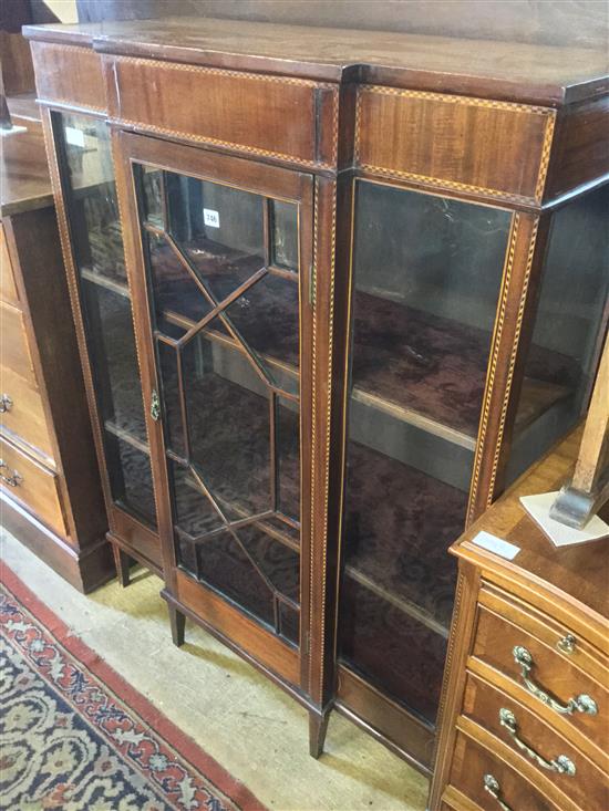 Edwardian inlaid breakfront china display cabinet